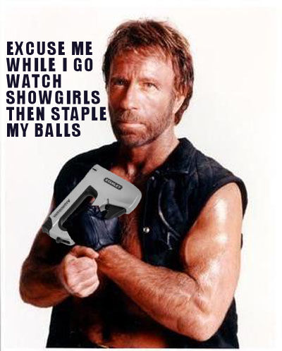 Chuck Norris staples his testicles