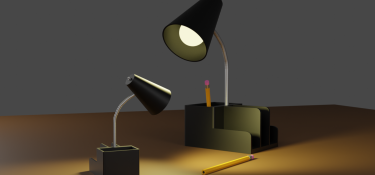 Blender model of two desk lamps